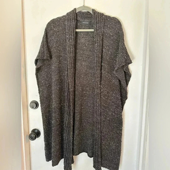 ESKANDAR Long Cardigan Brown OS silk - Picture 1 of 6